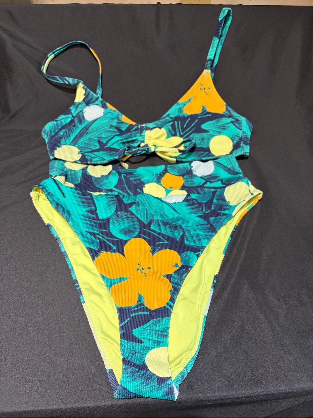 Aerie V Ruched Ribbed Scoop Bikini. L